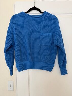 moon & madison Bright Blue Chunky Knit Pocket Sweater
